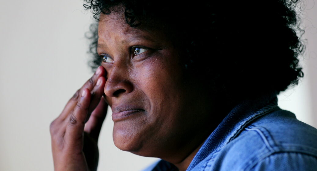 Close up of woman crying
